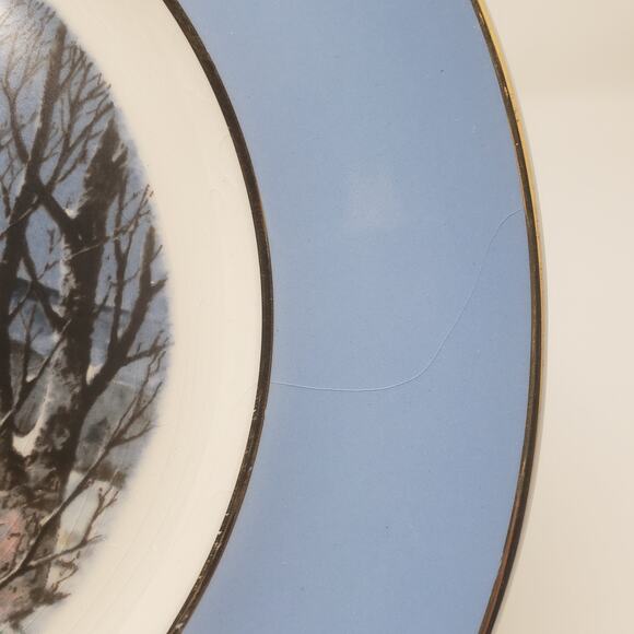 Avon 1979 Gold Dashing Through The Snow Christmas Holiday Plate Enoch Wedgwood - Picture 7 of 8